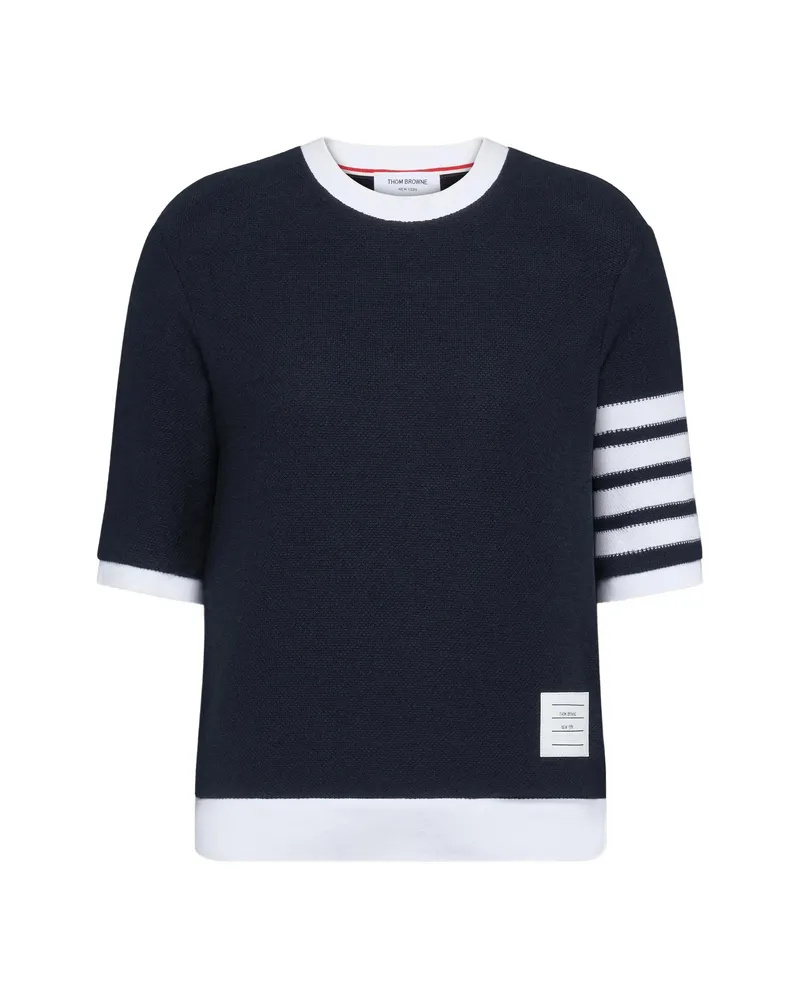 Thom Browne Textured 4-bar Tee T-shirt Blue