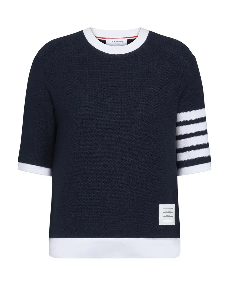 Thom Browne Textured 4-bar Tee T-shirt Blue