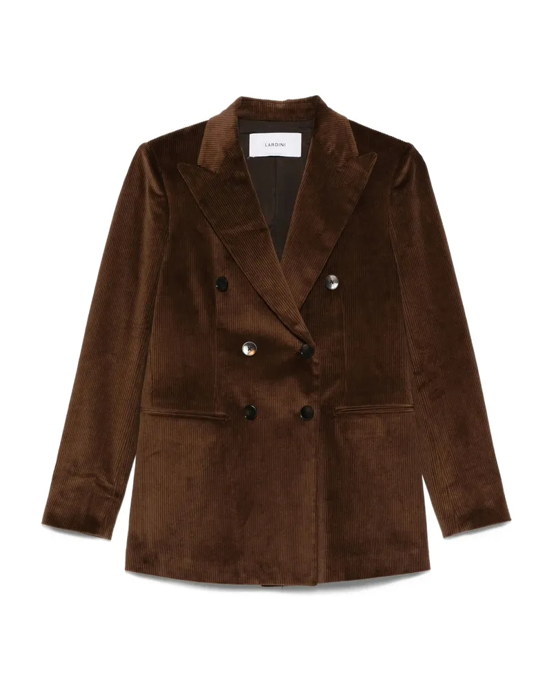LARDINI Double-breasted Corduroy Blazer Brown