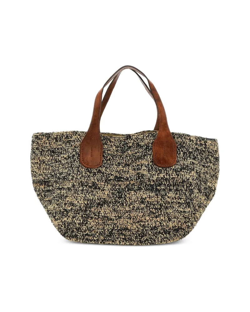 IBELIV Raffia Handle Tote Bag Black