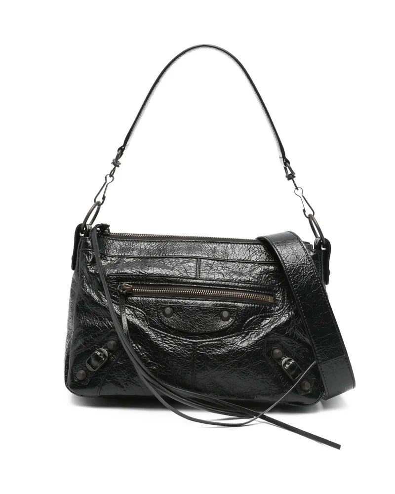 Balenciaga Small Le City Moto Zip Messenger Bag Black