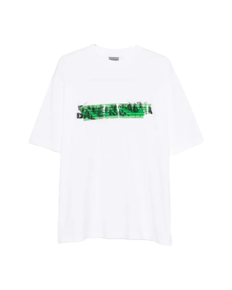 Balenciaga Tape-effect Logo T-shirt White
