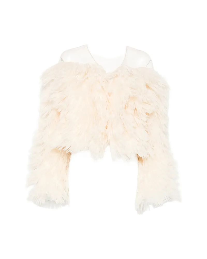 Elisabetta Franchi Fringed Jacket Neutrals