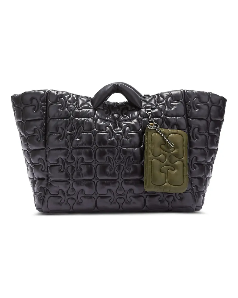 Ganni XXL Logo-quilted Tote Bag Black