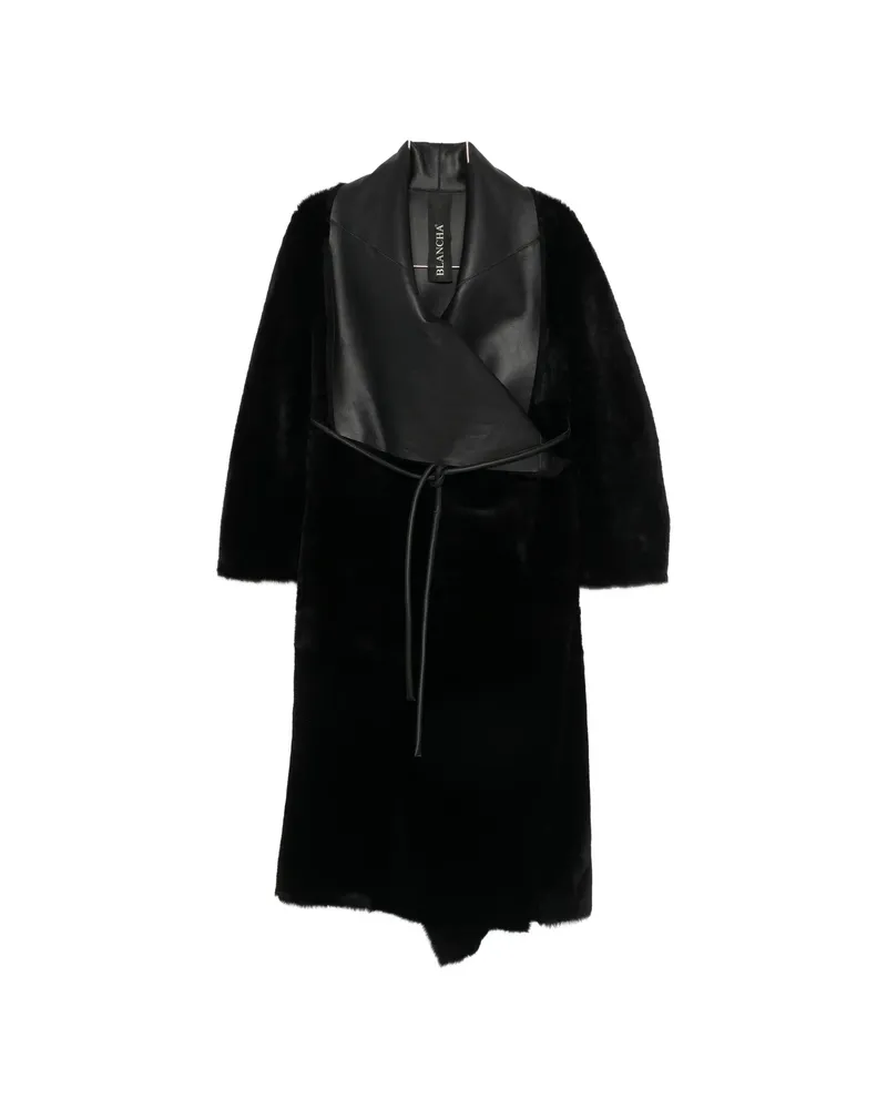BLANCHA Leather-panelled Shearling Coat Black