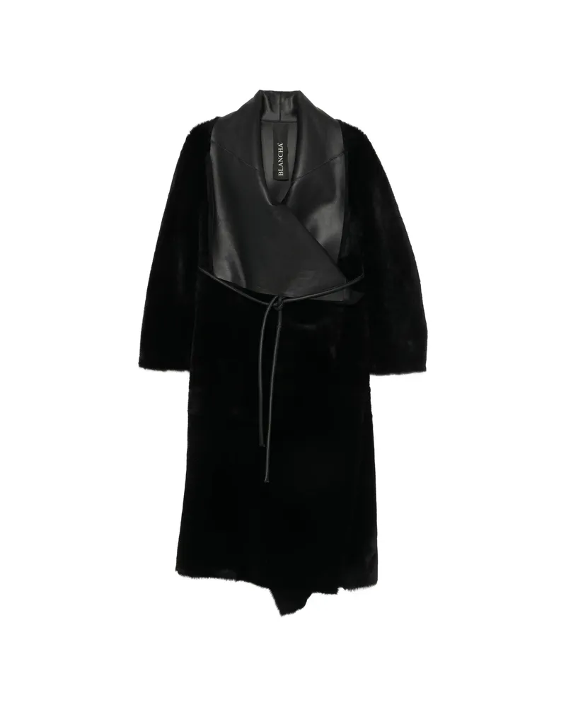 BLANCHA Leather-panelled Shearling Coat Black