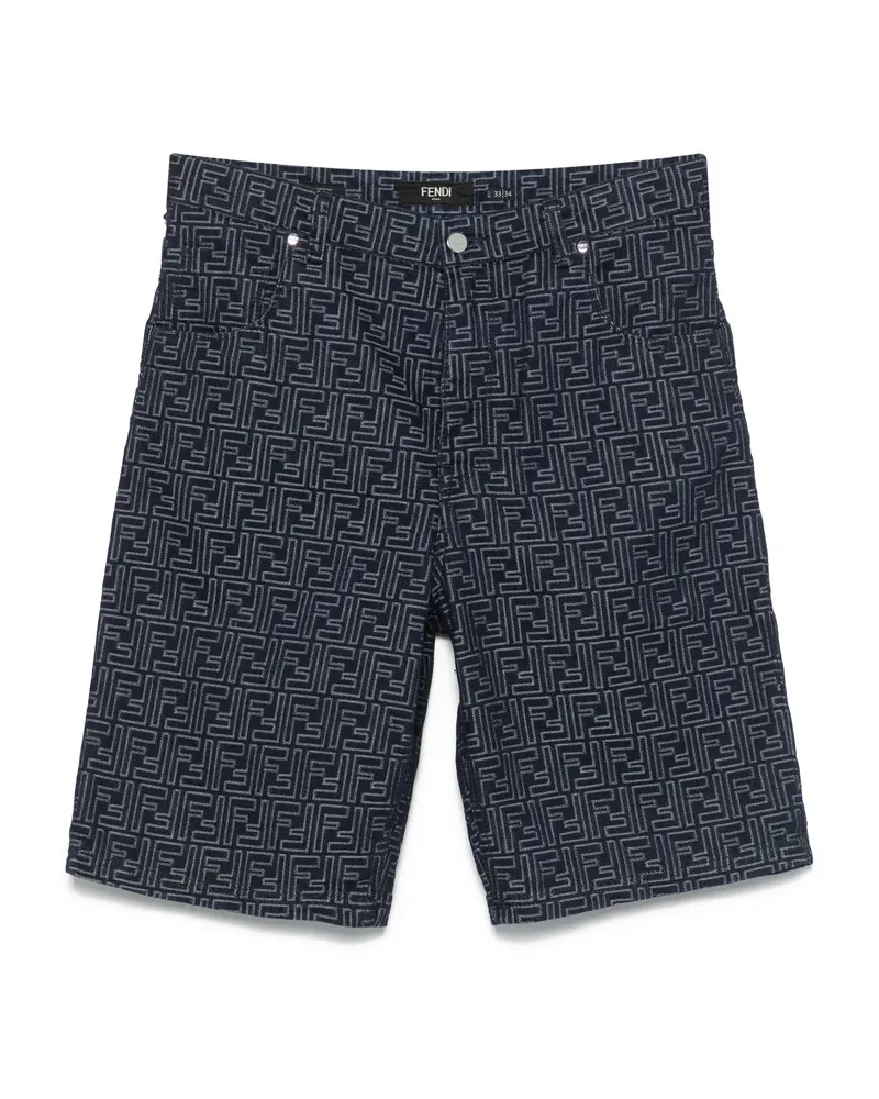 Fendi Embroidered Bermuda Shorts Blue