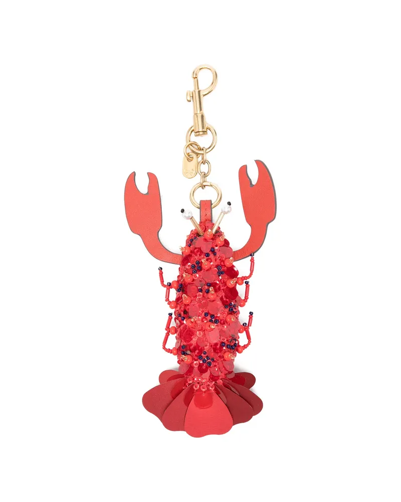 Anya Hindmarch Lobster Sequin-embellished Keyring Red