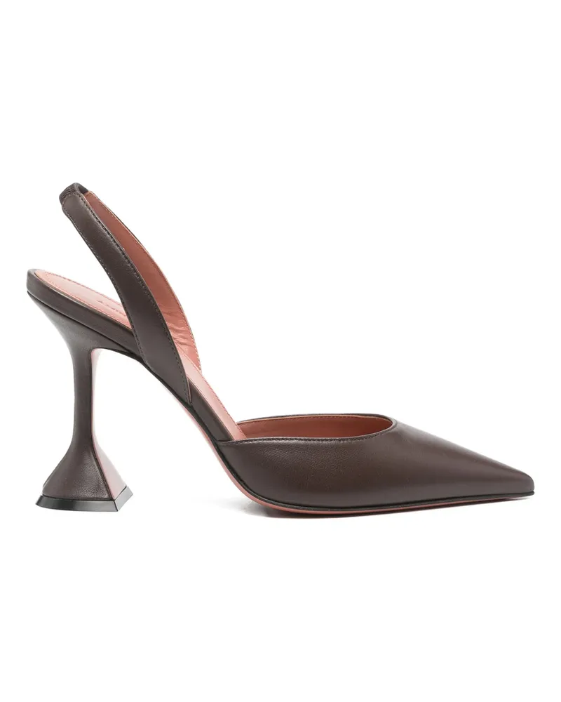 Amina Muaddi 95mm Holli Pointed Slingback Pumps Brown