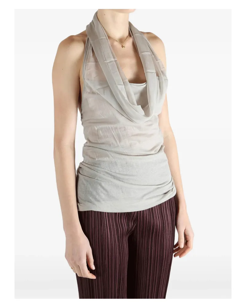 Rick Owens Sunburn Cowl-neck Top Neutrals