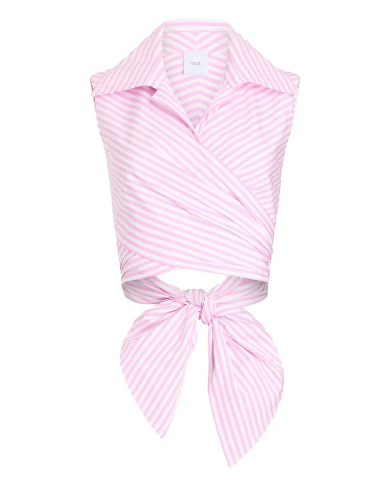 Patou Striped Draped Sleeveless Top Pink