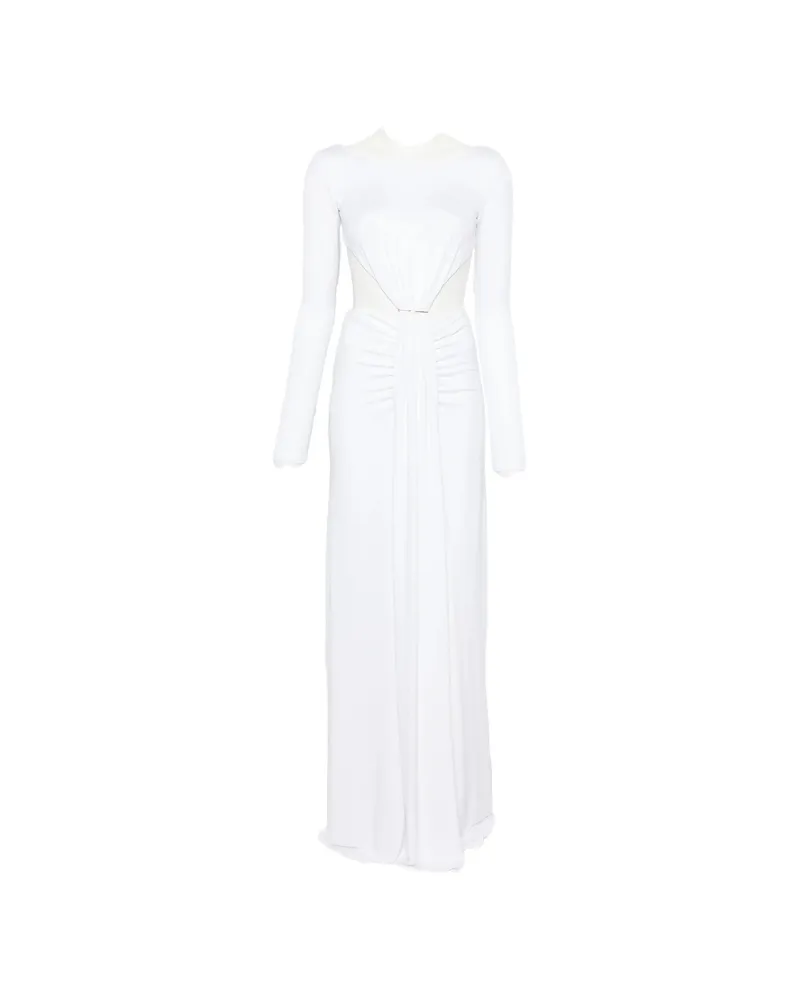 Elisabetta Franchi Cut-out Ruched Maxi Dress White