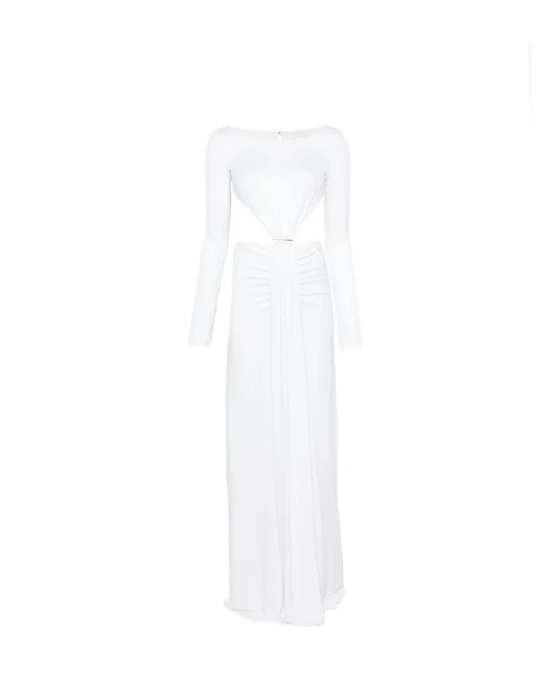Elisabetta Franchi Cut-out Ruched Maxi Dress White