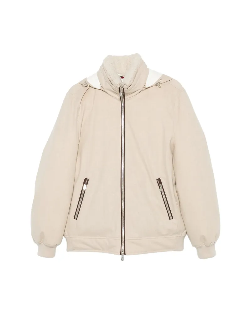 Brunello Cucinelli Hooded Zip-up Jacket Neutrals