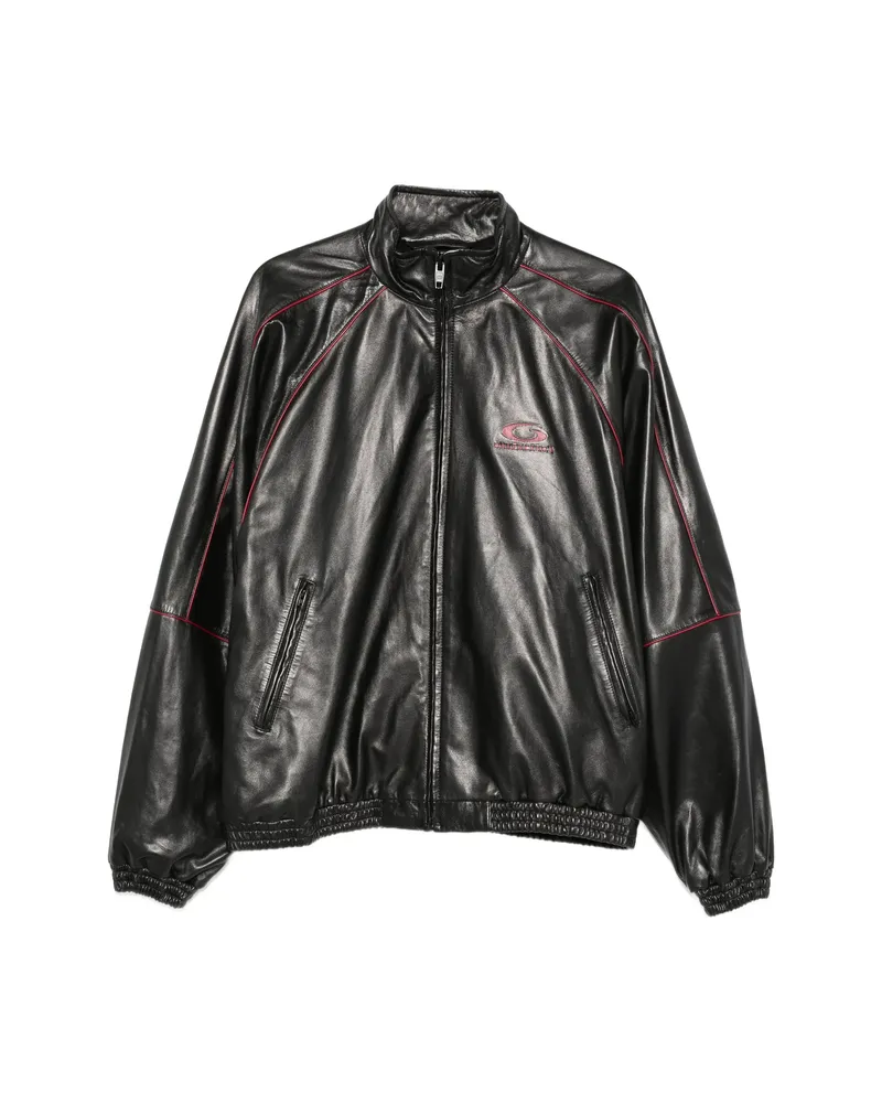 Balenciaga Logo-detail Leather Jacket Black