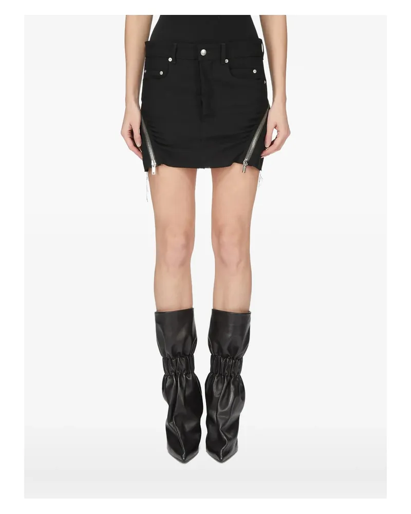 Rick Owens Bolan Banana Mini Frayed-hem Skirt Black