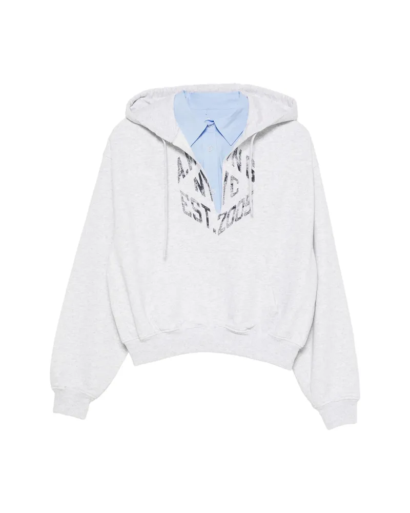Alexander Wang Logo-print Cropped Hoodie Grey