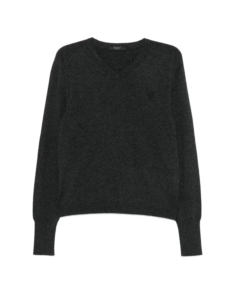 Gucci V-neck Logo-embroidered Sweater Grey