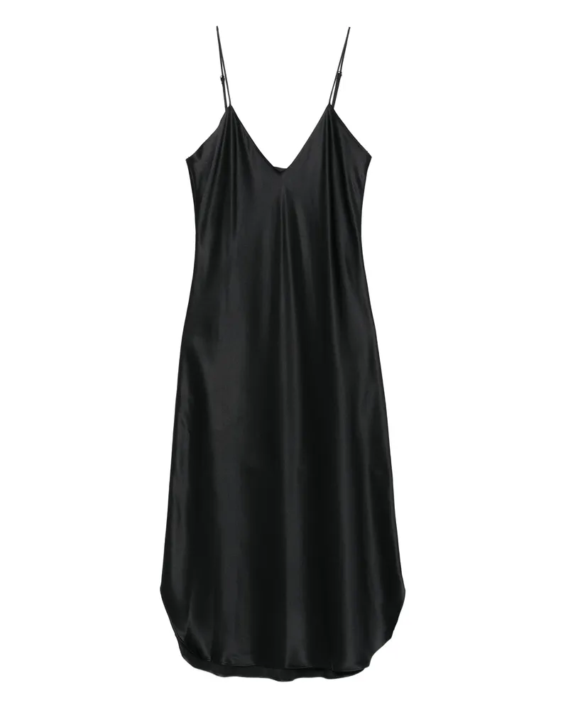 Nili Lotan Silk Midi Slip Dress Black