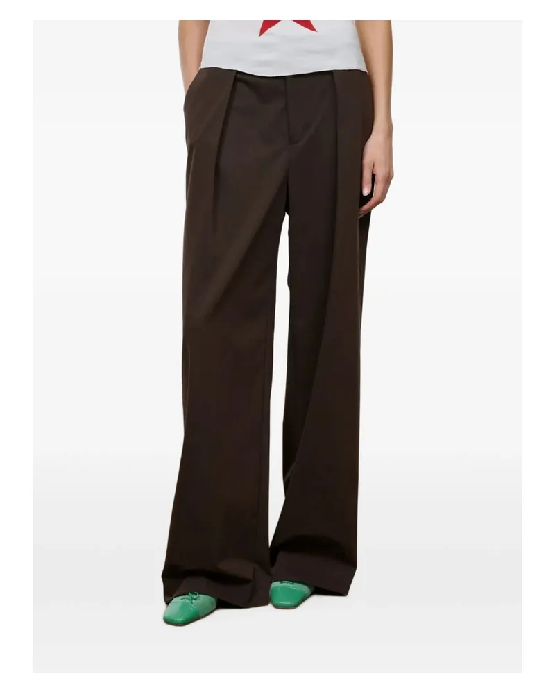 STAUD Maysen Pleated Trousers Brown