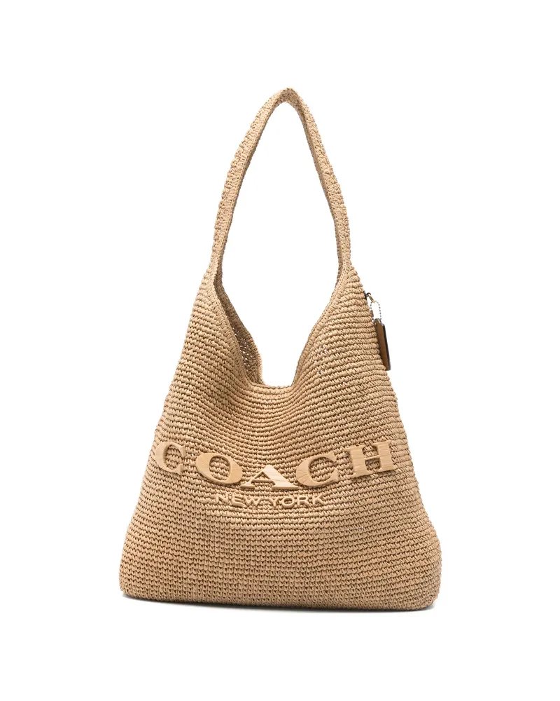 Coach 39 Brooklyn Embossed-logo Shoulder Bag Neutrals