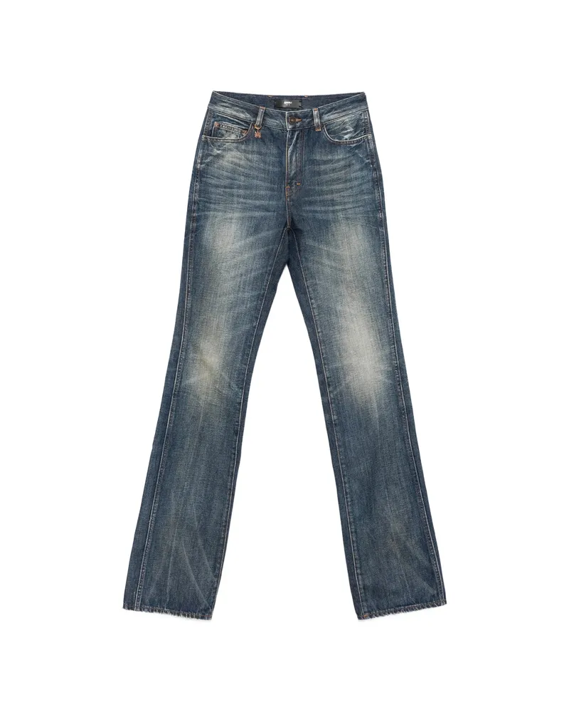 Amiri Monogram-charm Whiskered Straight-leg Jeans Blue