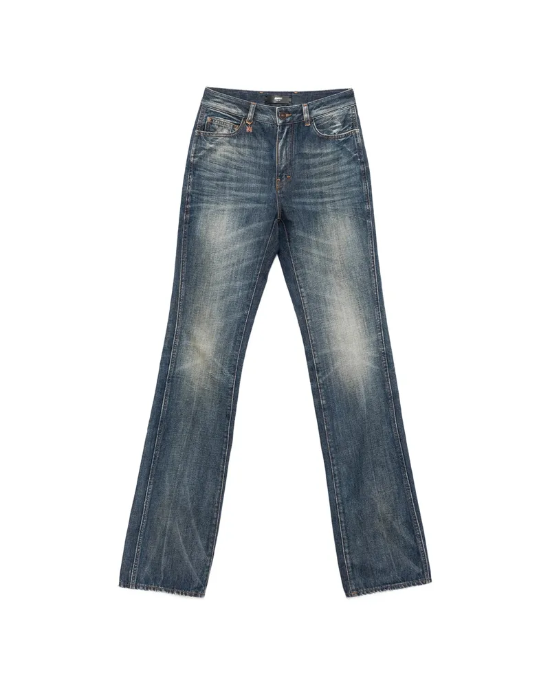 Amiri Monogram-charm Whiskered Straight-leg Jeans Blue