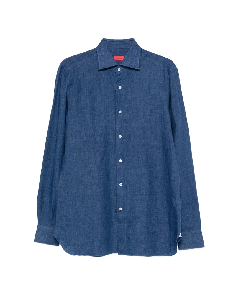 Isaia Buttoned Long-sleeve Shirt Blue