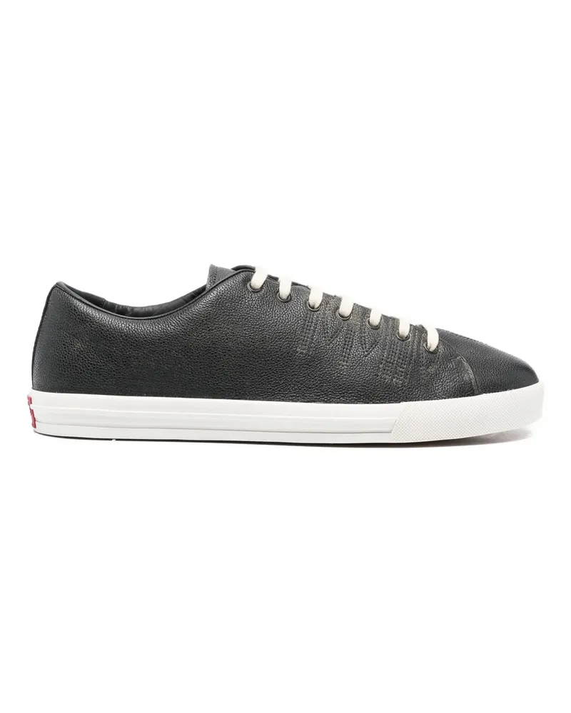 Prada Aged-effect Lace-up Low-top Sneakers Black