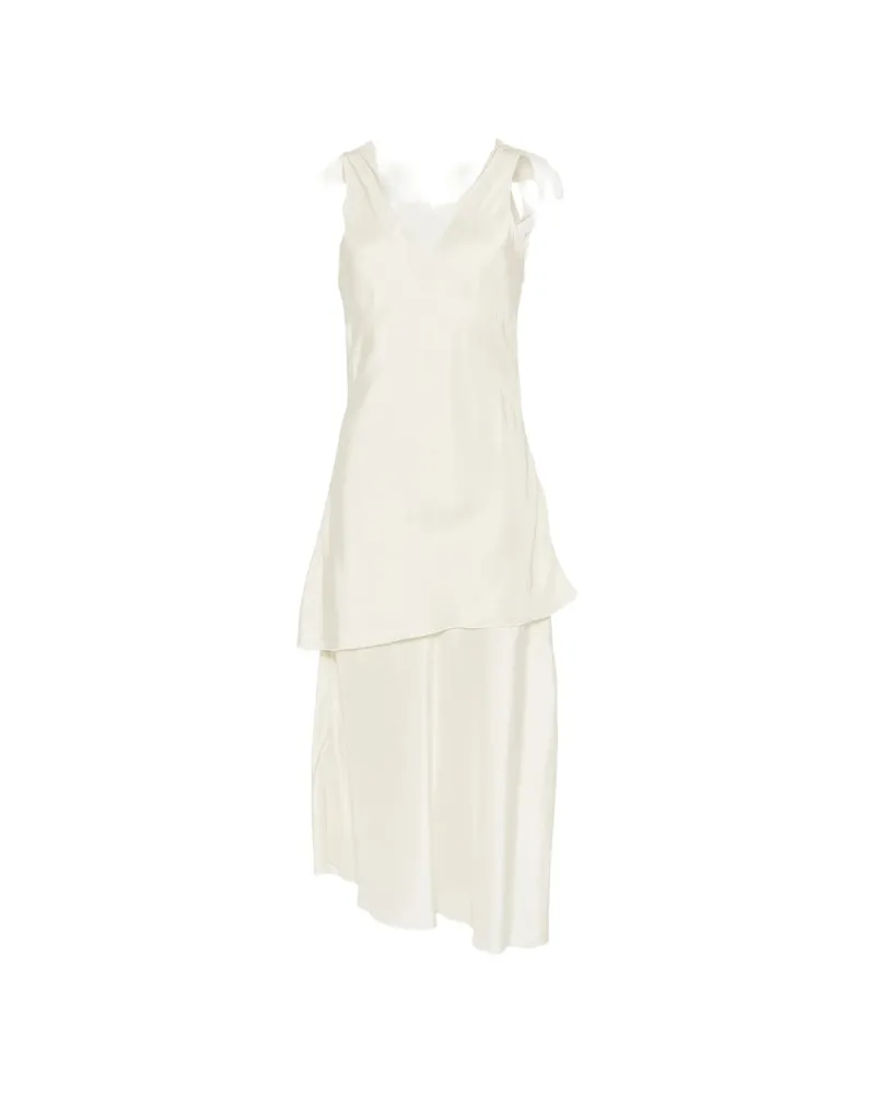 BARENA Nova V-neck Asymmetric Dress Neutrals
