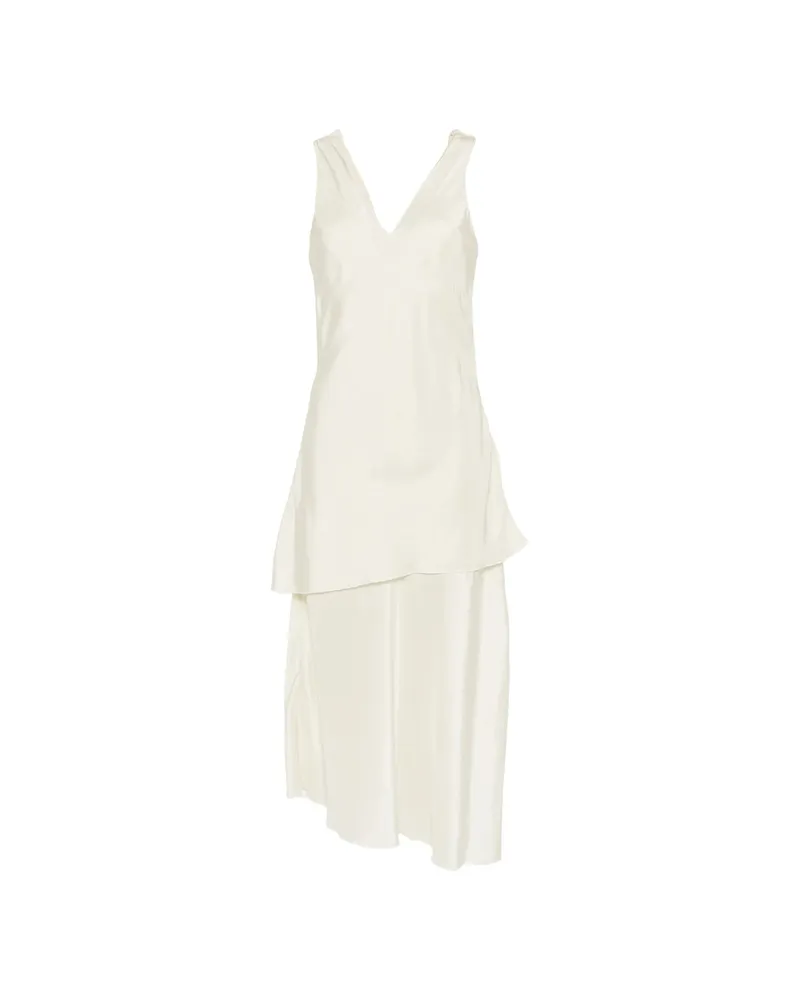 BARENA Nova V-neck Asymmetric Dress Neutrals