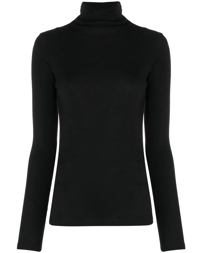 Vince Roll-neck Cotton Blouse Black