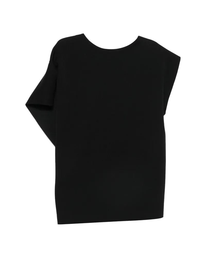 CFCL AC Milan Draped Asymmetric-sleeve Top Black