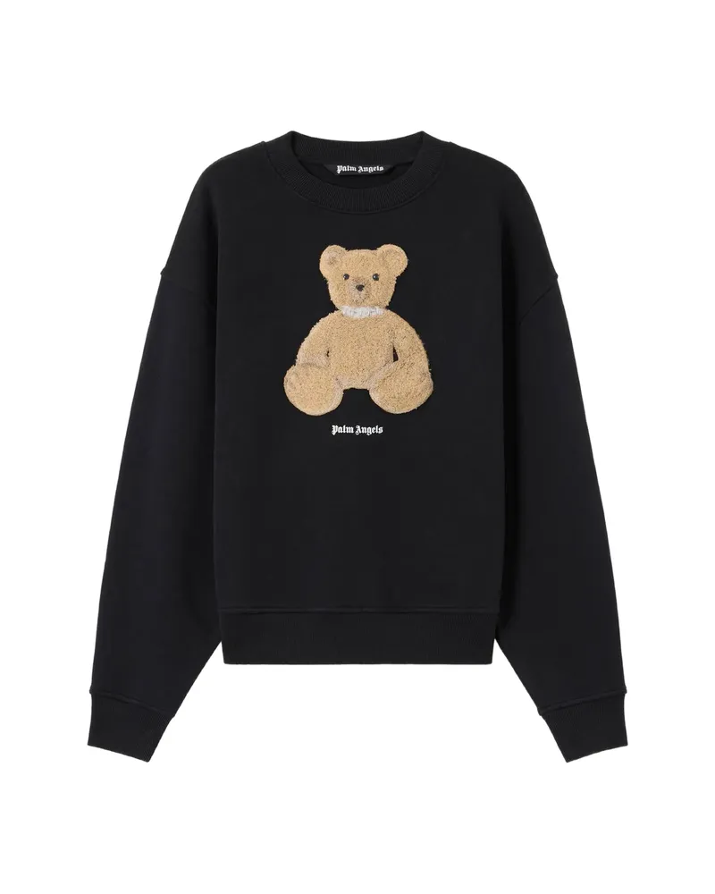 Palm Angels Textured Bear Graphic Sweatshirt Black