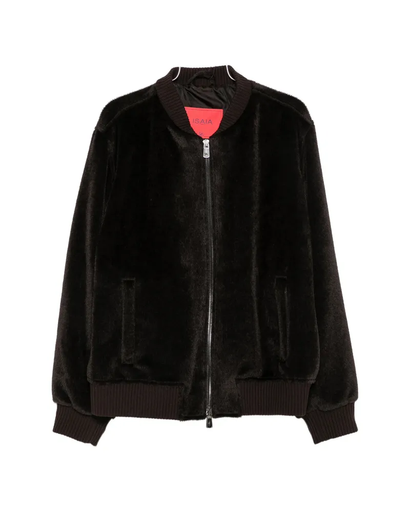 Isaia Varsity Faux-fur Ribbed-trim Bomber Jacket Brown