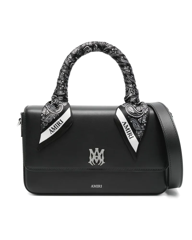 Amiri Bandana-trimmed Leather Handbag Black