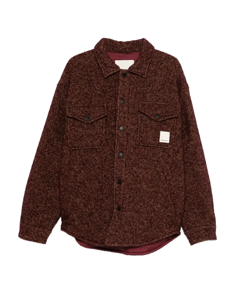 Emporio Armani Logo-patch Shirt Jacket Brown