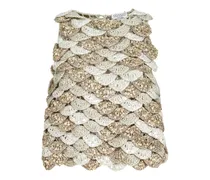 Handmade Dazzling Shell Opera Knit Top In Jute And Cotton