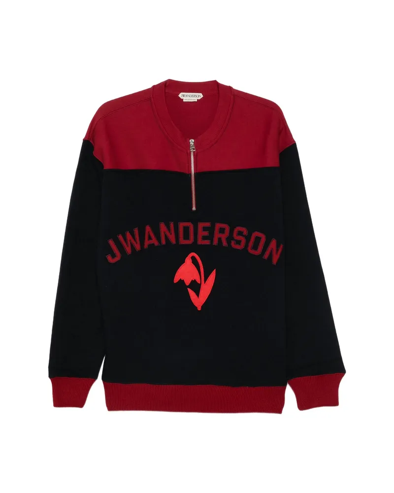 J.W.Anderson Logo-embroidered Half-zip Sweater Blue