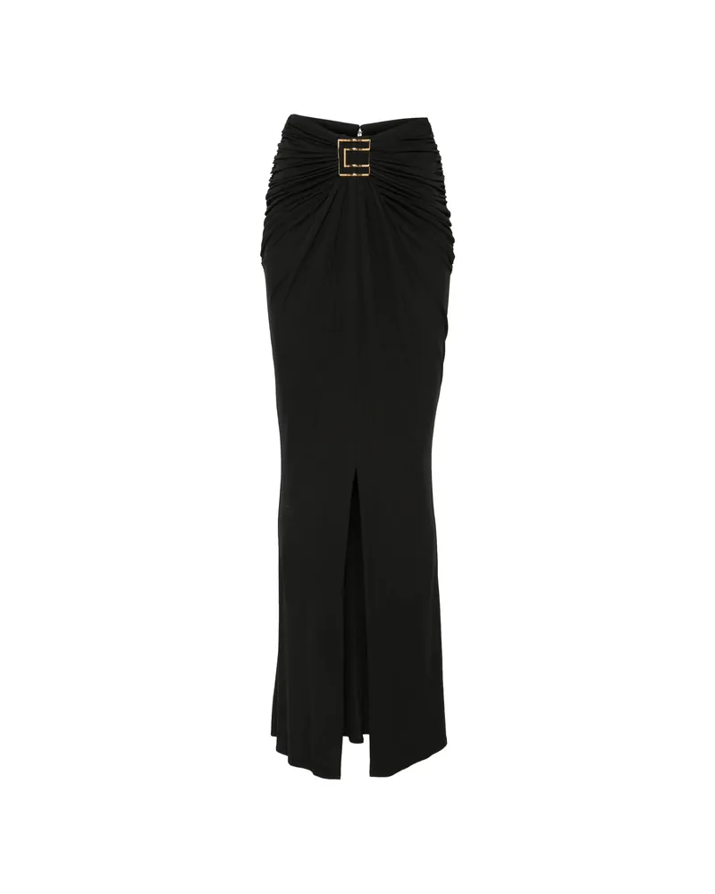 Elisabetta Franchi Ruched Logo-plaque Skirt Black