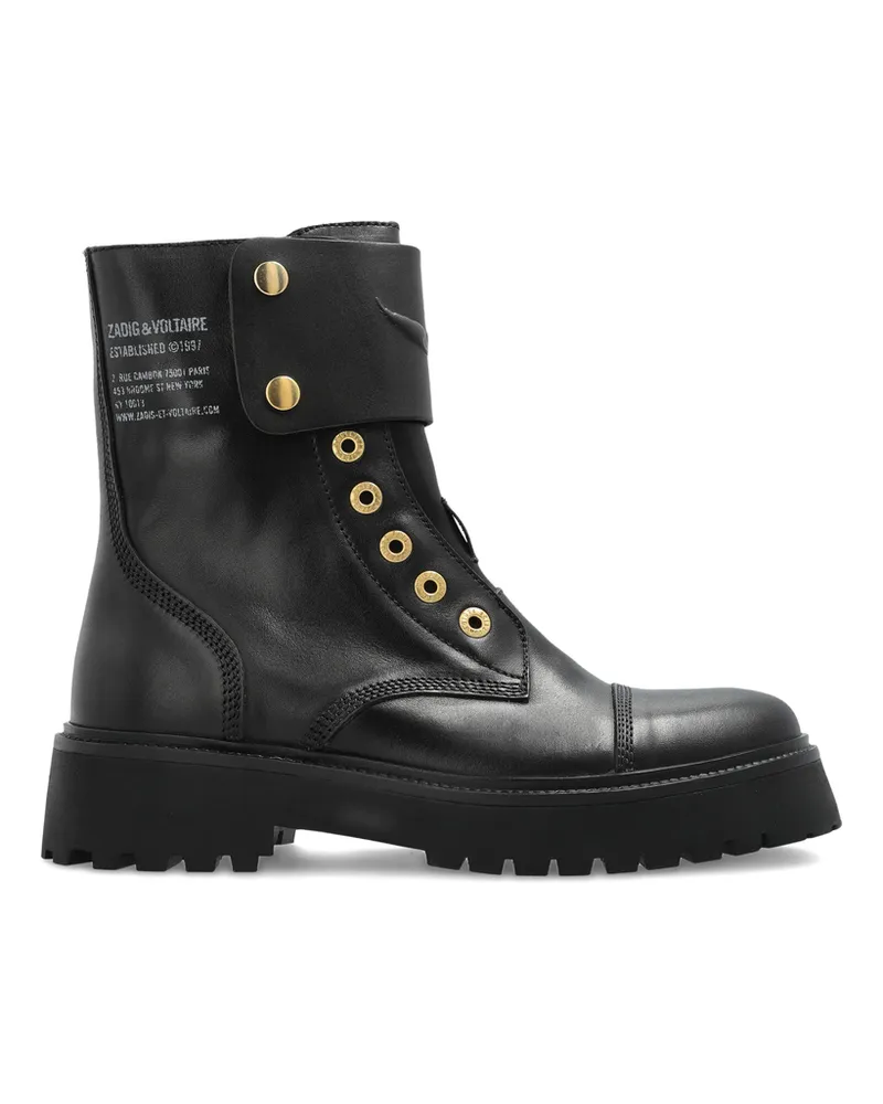 Zadig & Voltaire Leather Biker Boots Black