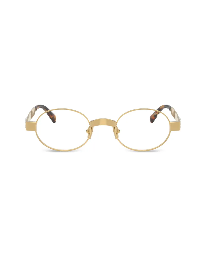 Miu Miu Oval-frame Glasses Gold