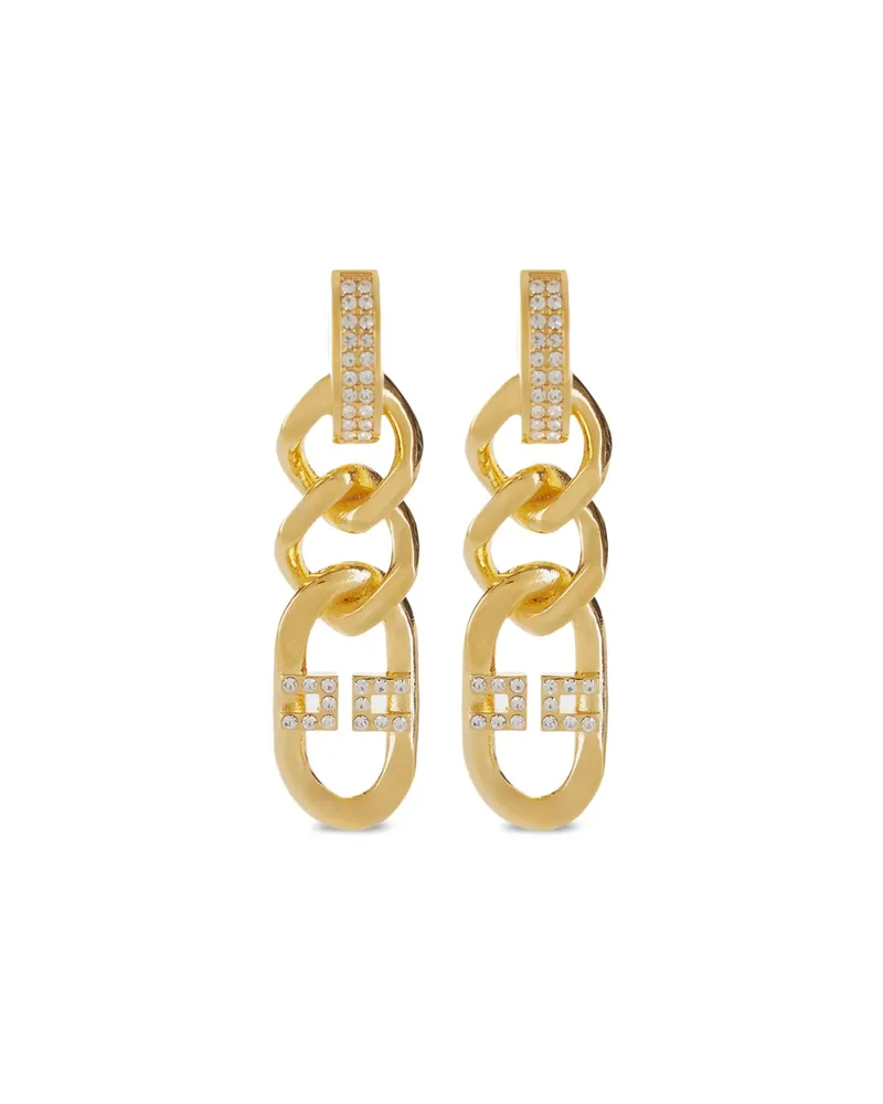 Elisabetta Franchi Crystal-embellished Chain Earrings Gold