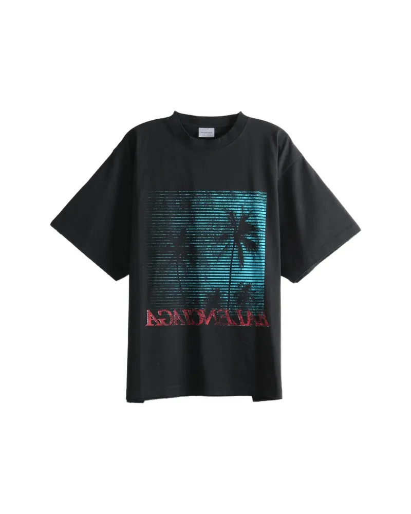 Balenciaga Vintage Holiday Graphic-print T-shirt Black