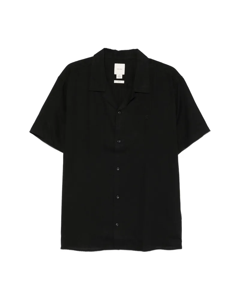 Calvin Klein Revere-collar Short-sleeve Shirt Black
