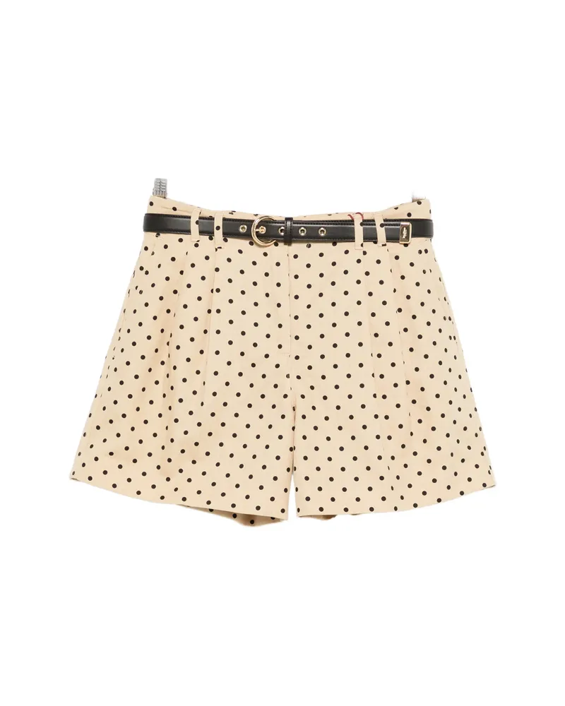 Max Mara Polka-dot Belted Shorts Neutrals