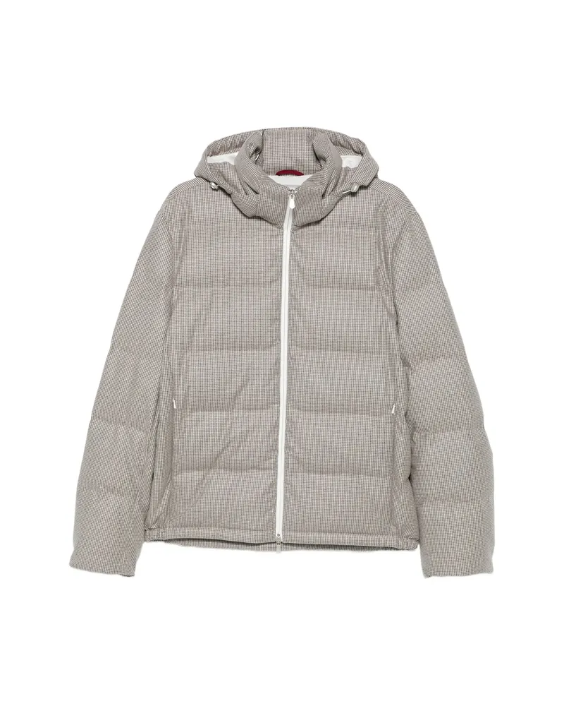 Brunello Cucinelli Houndstooth-pattern Quilted Jacket Grey