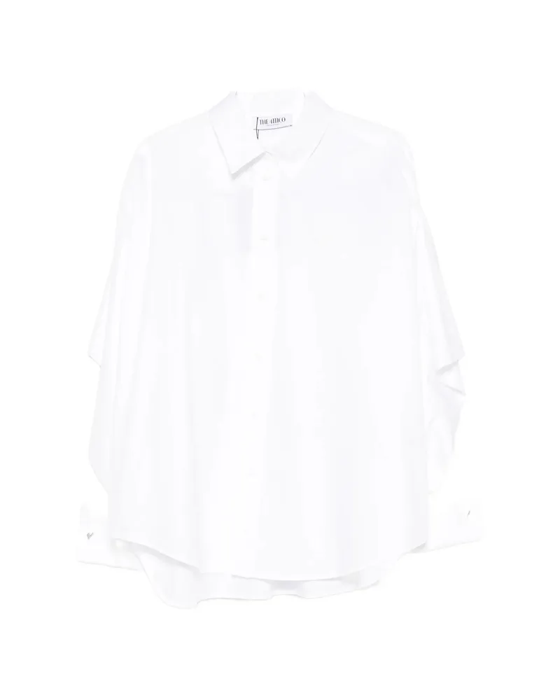 ATTICO Cape-effect Embroidered-logo Shirt White