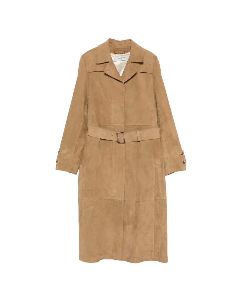 Golden Goose Belted Suede Coat Neutrals