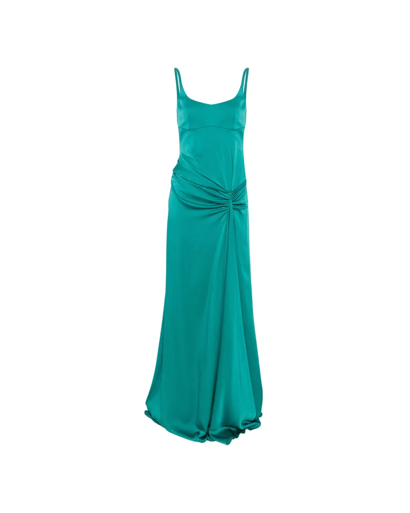 Alexander McQueen Gathered-detail Sleeveless Maxi Dress Green
